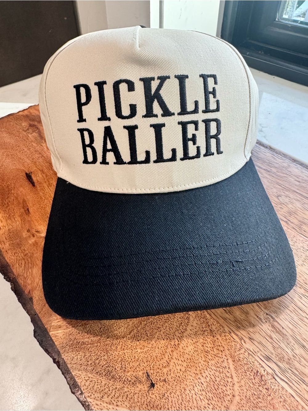 Pickle Baller Two-Tone Baseball Cap - Black & Cream